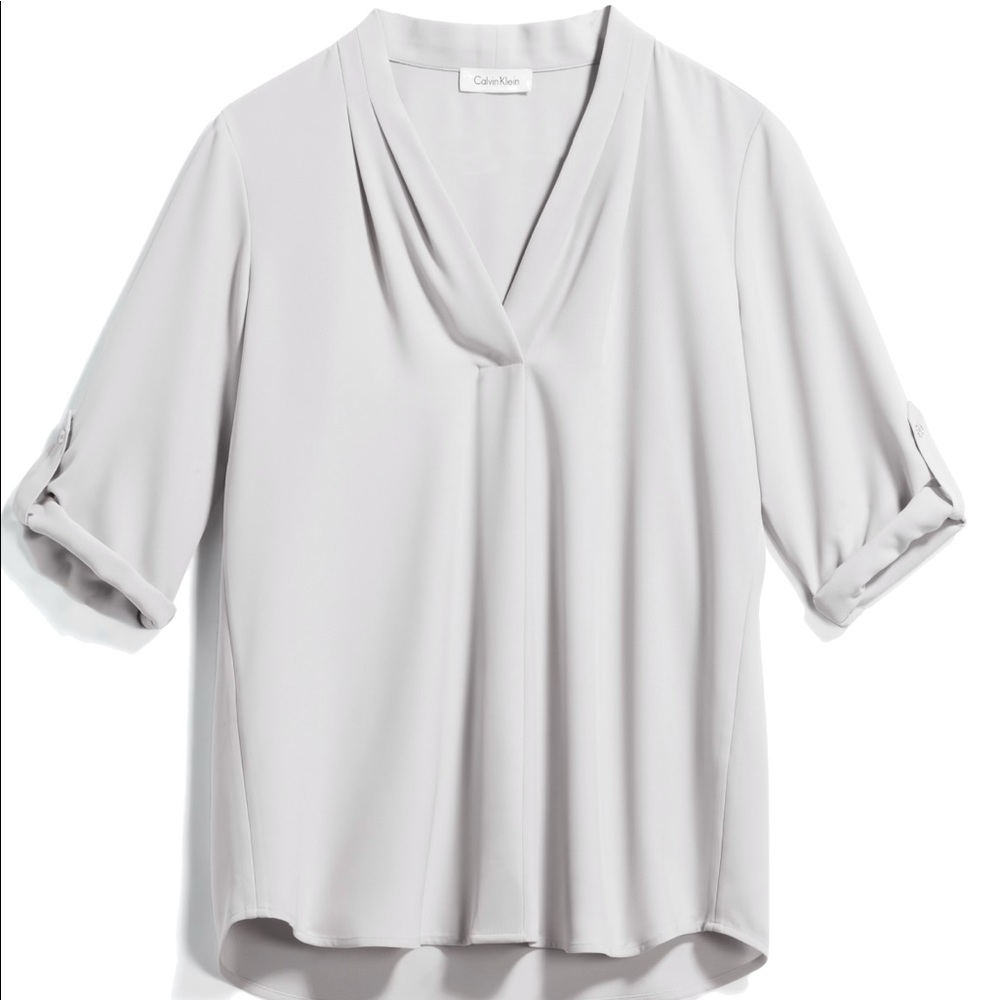 NWT Calvin Klein Dustin Roll Sleeve Blouse